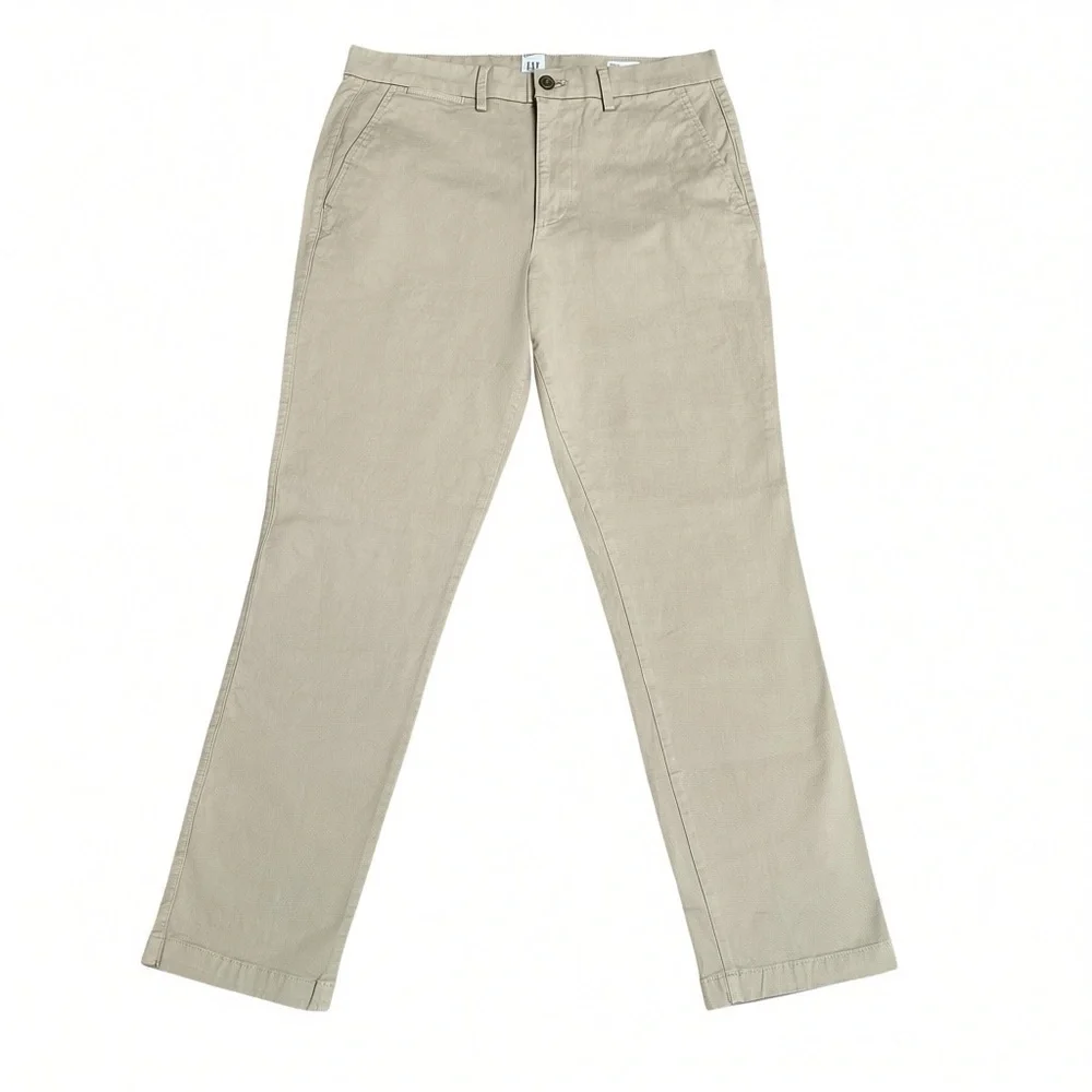 GAP Essential Slim Khaki Chino Pants Men’s 32x30 Tan Cotton Stretch Flat Front